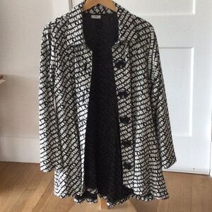 Women's Black & White Patterned Coat From Tulip